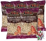 yoaxia ® - 5er Pack - [ 5x 500g ] TRS Schwarzaugige Bohnen / BLACK EYE BEANS / Schwarzaugenbohnen / Augenbohne + ein kleiner Glücksanhänger gratis