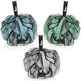 lampox - Badeschwamm [3er Pack] Duschschwamm, Peelinghandschuh, Badebürste, Peeling schwamm, Luffa schwamm, extra groß (Mix C)