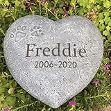 JHB Personalisierte Haustier Memorial Garden Stein für Tier, Herzform Haustier Grabmarkierungen für Hund und Katze, Grabstein Memorial Garten Stepping Stone