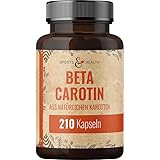 Beta Carotin Kapseln Aus Natürlichen Karotten – 210 Beta Carotin Bräunungskapseln – 7mg BetaCarotin pro Kapsel – Vorratspaket Karotin Kapseln – hochdosierte Bräune von innen