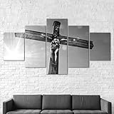 Kunstdrucke 5 Teilig Bilder Leinwand,leinwandbilder 5 teilig wohnzimmer dekoration,5 Teilig Wanddekoration Kreuz Jesus Christus Religiös ,Bild Bilder auf Leinwand 5 teilig Poster,wandbild xxl 100x55cm