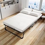 Mutital 90x200 cm Klappbett mit 10cm Matratze für Erwachsene, Tragkraft 250kg, gästebett, klappbett, gästebett klappbar, Murphy Bed, Metallbett mit Faltbare matratze