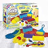 CRAZE MAGIC SAND Sandamazing Rainbow Studio | Magischer Sand Kreativ Set für Kinder , 780g Knetsand mit 11 Sandwerkzeuge und Formen , Blau, Gelb, Rot Orange, Lila, Grün