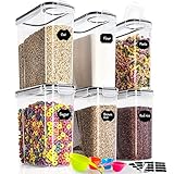 GoMaihe 4L Vorratsdosen 6 Set, Aufbewahrungsbox Küche Luftdicht Behälter aus Plastik Mit Deckel, Vorratsgläser zur Aufbewahrung von Nudeln, Müsli, Reis, Mehl, und für Futter Haustiere, MEHRWEG