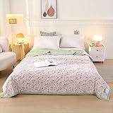 Hiseng Sommer Decke, Volltonfarbe 3D Atmungsaktive Leicht Ganzjahresdecke Bettdecke, Weich Hautfreundlich Bettdecke, Decke für 4 Jahreszeiten (weiße Blumen,200x230cm)