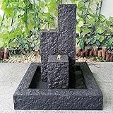 Gartenbrunnen Brunnen Zierbrunnen Zimmerbrunnen Springbrunnen Brunnen Trio-Basalt dunkelgrau mit LED-Licht - 230V Wasserfall Wasserspiel für Garten, Gartenteich, Terrasse, Balkon Sehr Dekorativ