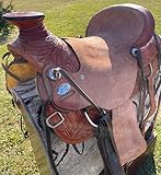 Wonder Wish Western-Barrel Pferdesattel aus Leder mit passendem Zaumzeug-Set - Barrel Racer Show Pferdesattel (hellbraun, 45,7 cm)