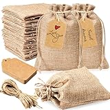 30 Stücke Jutesäckchen mit Kordelzug 10 x 14 cm, Aongray Jutesäckchen klein Sackleinen Geschenksäckchen Taschen Schmuckbeutel,Ramadan Kalender Weihnachten dekor