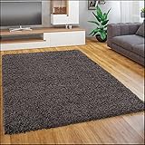 Paco Home Hochflor Teppich Wohnzimmer Schlafzimmer Esszimmer Shaggy Modern Pflegeleicht Einfarbig, Grösse:100x200 cm, Farbe:Anthrazit