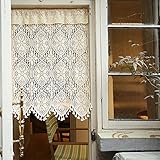 Vintage Häkel-Baumwoll-Spitzen-Türvorhang für Fenster/Garten/Trennwand/Schrank/Küche – halbtransparenter Volant – 1 Stück