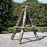 VOSS.garden Schwerer Vogelhausständer aus Naturbelassener Birke, 100cm groß, XL Reetdach Vogelhäuser, Vogelhaus Aufsteller für Vogelhäuser