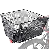 BINOTHINK Fahrradkorb Hinten, Metall Groß Fahrrad Korb Stabil Hinten, Fahrradkorb Gepäckträger Korb mit Montagezubehör für Kleiner Hund Einkaufen Picknick Schulranzen (M)