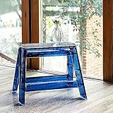 Tragbarer Klapptritt aus Acryl, 1 Tritthocker für Erwachsene, transparenter Küchenstuhl, leicht, für den Innen- und Außenbereich (blau)