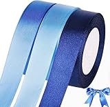 qingmeng 66m Satinband Blau, 20mm Geschenkband Blau Breit, Schleifenband Blau, Geschenkband Hochzeit Stoff, Blauenes Geschenk Band Geschenkbänder für Taufe Geburtstag Deko Geschenkverpackung