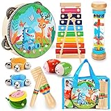 Sweet time Musikinstrumente für Kinder, Musik Kinderspielzeug mit Xylophon, Holzspielzeug Percussion Set, Schlagzeug Schlagwerk Rhythmus Spielzeug für Kleinkind Jungen Mädchen