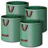 Zeawavsl 4 x 272 l Gartenabfallsäcke, Laubsäcke, Extra große und stabile Gartensäcke, Faltbare waschbare Gartensäcke aus Polypropylen-Gewebe 150 GSM, Geeignet für Blätter, Gras, Gartenabfälle