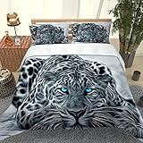 KBDQGX Bettwäsche 155X220Cm 3D Tier Gepard Druck Muster Microfaser Bettbezug Set Für Baby, 3 Teilig Weiche Flauschige Bettbezüge Mit Reißverschluss Und 2 Kopfkissenbezug 80X80Cm