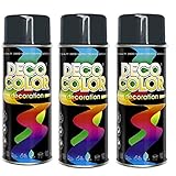 Deco Color 3er Sparpack DC Lackspray glänzend 400ml nach RAL freie Farbauswahl (3 Dosen in anthrazit glanz RAL 7016)