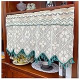 TMTGTS Scheibengardinen 90 * 50cm Bistrogardinen Häkeln Vorhänge Kurzvorhang Landhausstil Kurzgardine Fenstervorhänge fenstervorhang klein Gardinen Häkelgardinen Kurzgardinen Boho Scheibengardine