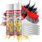 BRESTOL® GRAFFITI ENTFERNER 2x 400 ml Spray SET - inkl. Chemikalienbindevlies & Bürste - Graffitilöser Farbabbeizer Farblöser Farbentferner Lackentferner Lacklöser Lasurlöser Abbeizmittel Abbeizer