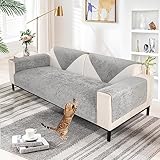 Aus Weichem Chenille Sofabezug 1/2/3/4 Sitzer L Form Sofa Couch überzug Ecksofa, Neue Universelle rutschfeste Sofa Überwurf, Solide Dicke Strukturierte Sofaschoner für Wohnzimmer(Grau, 70x70cm)