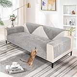 Aus Weichem Chenille Sofabezug 1/2/3/4 Sitzer L Form Sofa Couch überzug Ecksofa, 2024 Neue Universelle rutschfeste Sofa Überwurf, Solide Dicke Strukturierte Sofaschoner für Wohnzimmer(Grau, 90x160cm)