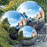 Edelstahl Blickball, 6 Stück Nahtlose Blicke Globus Spiegel polierte Hohlkugel Reflektierende Gartenkugel für Garten Ornament Dekorationen