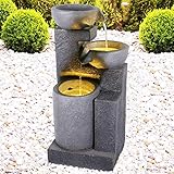 Gartenbrunnen Zierbrunnen Zimmerbrunnen Springbrunnen Brunnen Wasserfall Wasserspiel für Garten Granit Kaskade mit LED Licht 230V