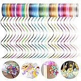 Dooozy 48 Rollen Ringelband Geschenkband Set, 5MM 10M Geschenkbänder für Geburtstag Luftballons Hochzeit Geschenkverpackung Florist Luftballon Schleifen und Saisonale Deko