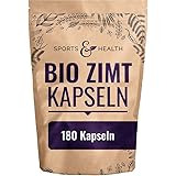 Bio Zimt Kapseln Hochdosiert - 180 Kapseln - Natürlich - Allergenfrei - Vegan - 500 mg Zimt pro Tagesdosierung - Hergestellt mit 100% Reinem Zimt