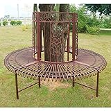 DEMA Rundbank Baumbank Sun – Robuste Gartenbank für Bäume, Outdoor Sitzbank aus Metall