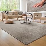 Paco Home Moderner Kuscheliger Wohnzimmer Teppich Kurzflor waschbar flauschig Weich Einfarbig Felloptik zeitlos stilvoll rutschfest pflegeleicht, Grösse:140x200 cm, Farbe:Grau