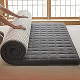 Gepolsterte japanische Futon-Matratze, klappbare Bodenmatratze, japanische Bodenbettrolle, klappbarer Futon – japanische Tatami, Dicke Tatami (Farbe : Grey, Größe : Queen(150x200cm))