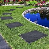 Nicoman Marmoreffekt, quadratisch, Stomp-Stein, recyceltes Gummi, strapazierfähig, für den Außenbereich, 30 x 30 x 2,5 cm, Graphit, 4 Stück