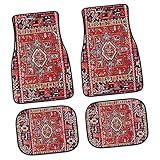 4 Stück Boho Auto Fußmatte Autoteppich Automatten Retro Autoteppichmatte Auto Bodenmatten Auto Zubehör Für Vorne Und Hinten, Komplettes Set
