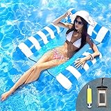 Pool Sitz Schwimmende Hängematte, WasserhängematteSpielzeuge Luftmatratze Pool Sessel Wassersitz Poolhängematten Liegematte für Erwachsene Kinder (Blau)