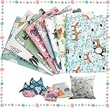 Zeaying 8 Stück Stoffe Zum Nähen, Stoffe Zum Nähen Baumwolle, Patchworkstoff, 50 x 40 cm Patchwork Stoffe Paket, Stoffe Zum Nähen Kinder für Craft Sewing Handmade DIY