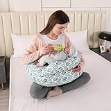 Baby Stillkissen zum Stillen: Maternity Pillow Ultra Weiches Baby Stillkissen mit Sicherheitszaun Bequemes, ergonomisches Fütterungskissen Abnehmbare Geschenke für die Schwangerschaft (Grünblätter)