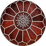 ALMADIH marokkanische Echtleder Sitzkissen Chestnut braun - gefüllt geliefert - Robustes Leder 100% Handarbeit orientalische Ottoman Sitzsack Sitzpouf Bodenkissen Fußhocker Kastanie (Pouf Chestnut)