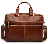 Marc Peter Laptoptasche Dallas I Leder Umhängetasche für 15.6 zoll Laptop I Aktentasche für Notebook I Tasche für Damen und Herren Buffleder Bräune