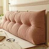Generisch Leseknochen Erwachsene Waschbar, Rückenkissen Keilkissen Bett, Gemütliches Lesekissen Praktischem Seitenfach, Multifunktions Wandkissen Dreieckiges, Für Bett, Sofa,Rosa,60×50×20CM