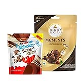 2er Ferrero Set KINDER CRISPY SCHOKO BONS - Mittel 1x67g + leckere FERRERO MOMENTS 1x46g - Knuspriger Schokoriegel mit cremiger Schokoladenfüllung