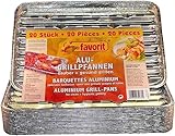 Favorit ALU-GRILL-PFANNEN 20ER SET - Silber, 1 Liter, Antihaft, Spülmaschinenfest, Grillen, Braten, Gas, Edelstahlgriff, Pfannen-Set