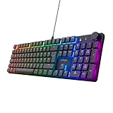 Trust Gaming GXT 866 Torix Mechanische Tastatur Deutsches QWERTZ Layout, Huano-Switches, Flache Tasten, RGB Beleuchtung, Anti-Ghosting N-Key Rollover USB Programmierbare Gaming Tastatur PC Laptop