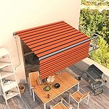 Tidyard Markise Elektrisch mit Rollo 3x2,5m Orange & Braun