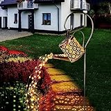 Solar Gießkanne mit Lichterkette Aussen Gartendeko, LED Außen Wasserdicht Gartendeko Gießkannenlicht Lichter mit Schäferhaken, Vintage Solarleuchten für Garten Hofweg Balkon Terrasse Balkon Rasen