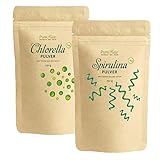 Vorteilspack Spirulina Pulver Bio 250g & Chlorella Pulver Bio 250g, Chlorophyll Algenpulver (Roh & Vegan) Chlorella Algen Spirulina Pulver | PureRaw 2x250g