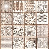 cobee Textilgestaltung Schablonen, 16 Stück Wandgestaltung Malen Wiederverwendbare Zeichenschablone Kleine Waschbar Schablone 15 X 15 Cm Auf Holz Und Wänden (Weiß 2)