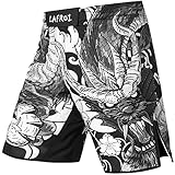 LAFROI Herren MMA Cross-Training Box Shorts Trunks Fight Wear mit Kordelzug und Tasche (Dragon,MD)