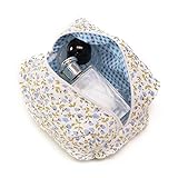 Aucuu Kosmetiktasche, Kulturtasche Damen, Coquette Make-up-Tasche, Klein Kulturbeutel Schminktasche, Gesteppte Kosmetiktasche mit Blumenmuster, Makeup Bag Waschtasche, Cosmetic Bag